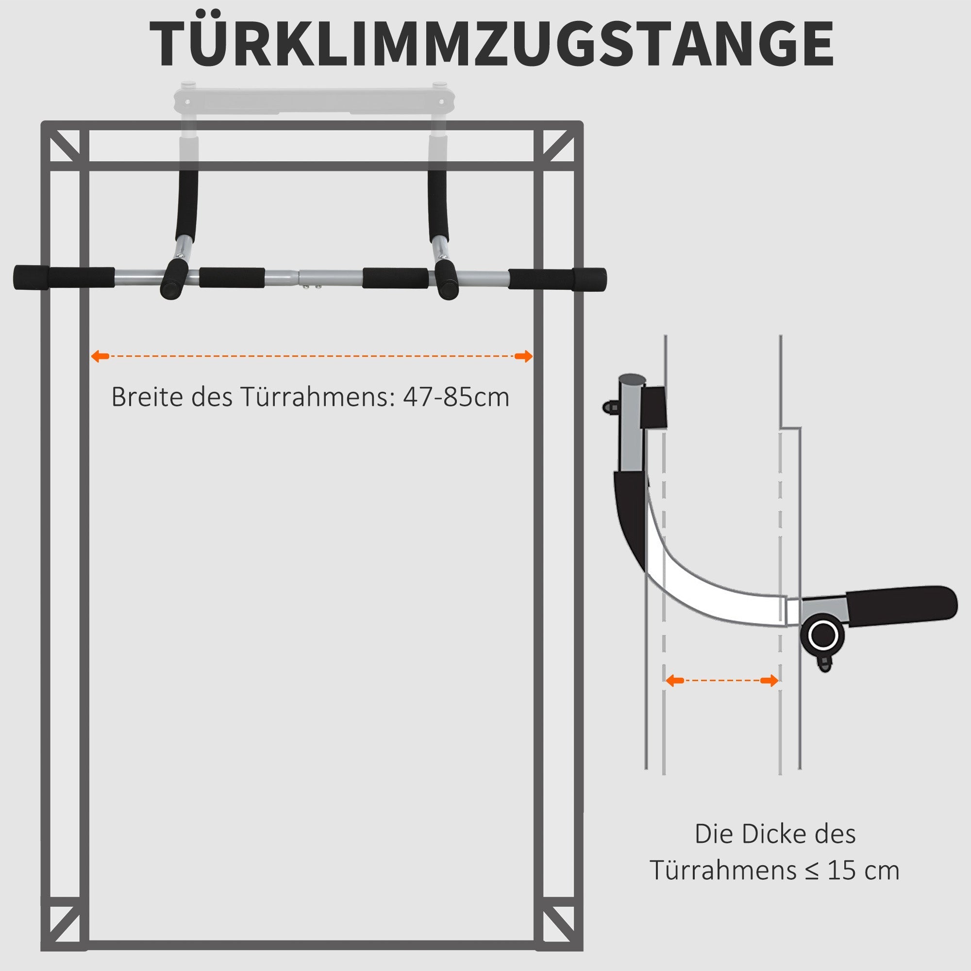 Pull-up Bar Multifunctional Training Bracket Door Bar Steel Black Grey