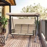 Hollywood Swing 3-Seater Adjustable Sunshade 300kg Capacity, Brown