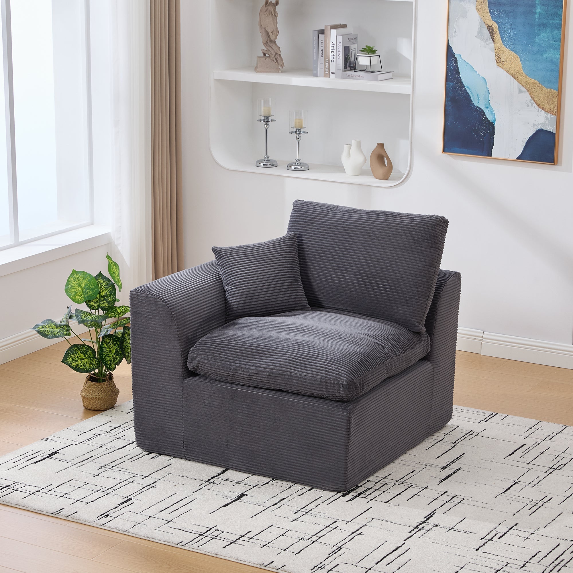 Armchair Single-Seater Modern Minimalist Fabric Cushion - Nordic Style