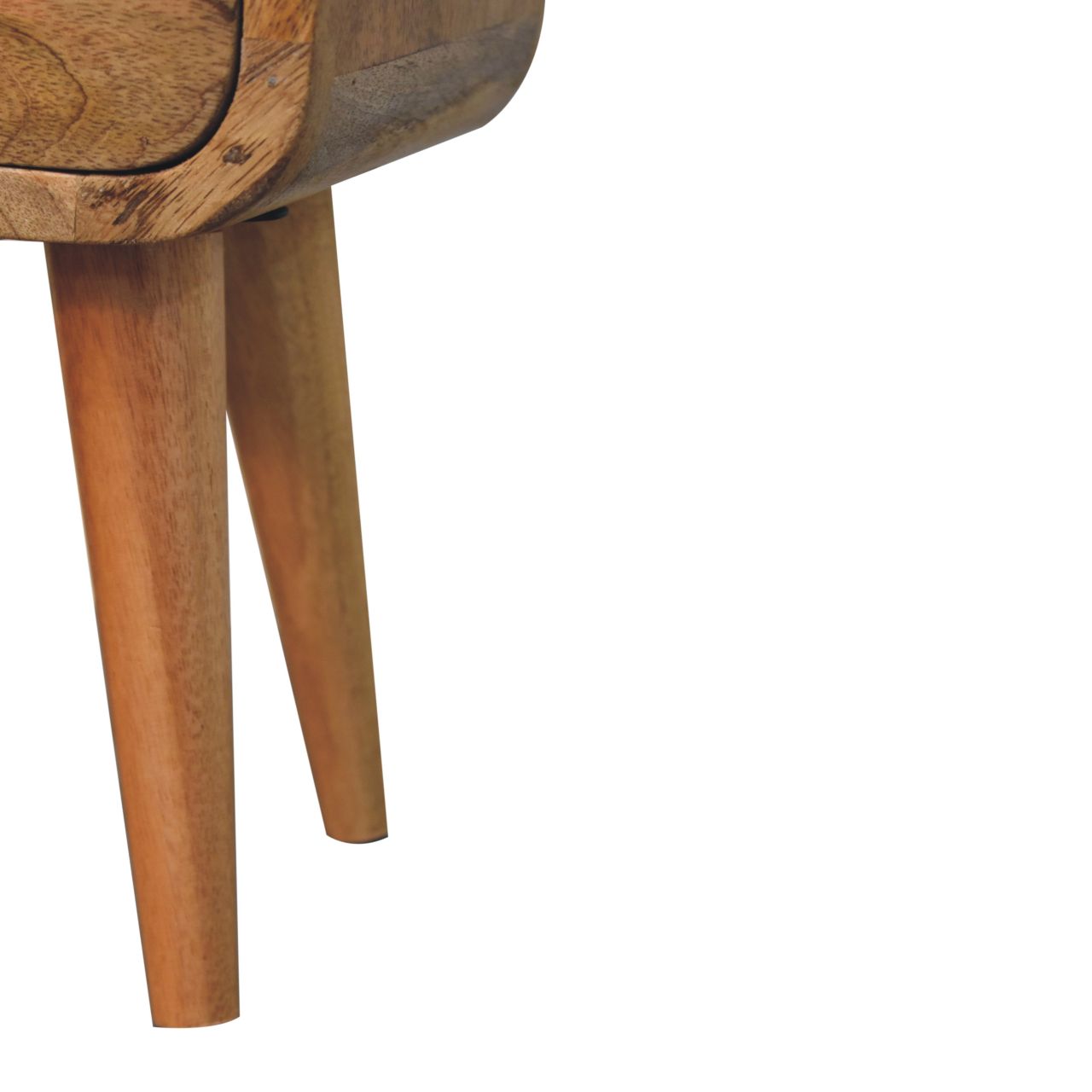 Solid Wood Bedside, Extra Mini Curved 1 Drawer Open Slot, Oak-ish Brown