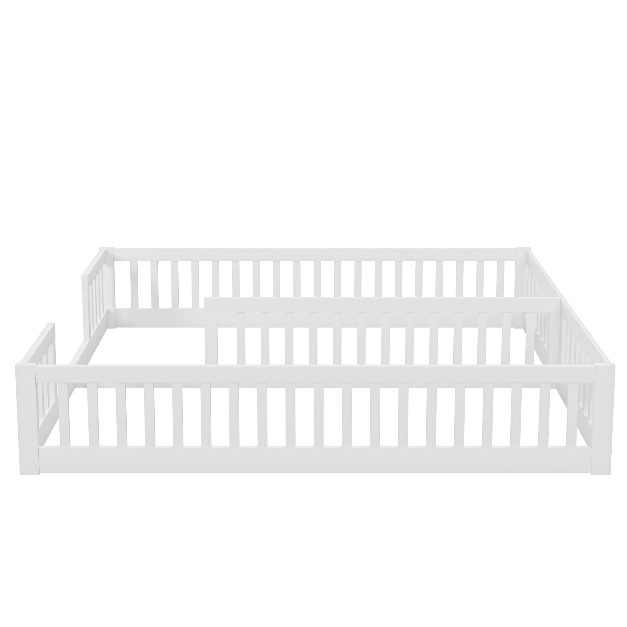 Panel Bed 90x200cm with Railing Minimalist Pine Wood - White
