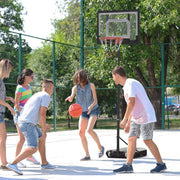 Outdoor-Basketballkorb, höhenverstellbarer Ständer mit Rollen, Schwarz