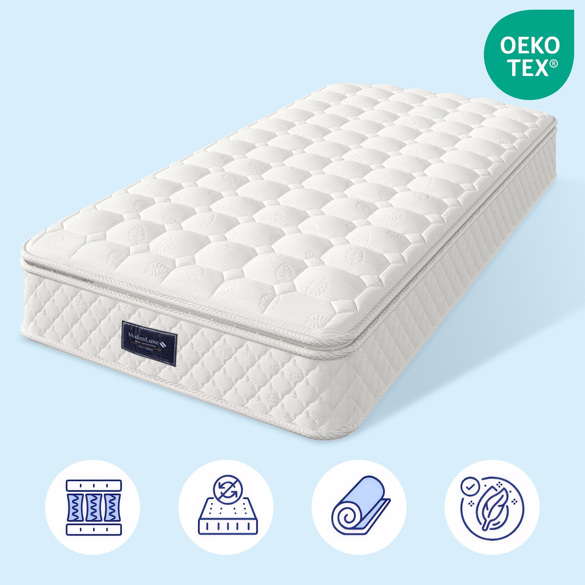 7-Zone Pocket Spring & Cold Foam Mattress, Quilted Microfibre – 90×200cm, Firm H3 - Clearance