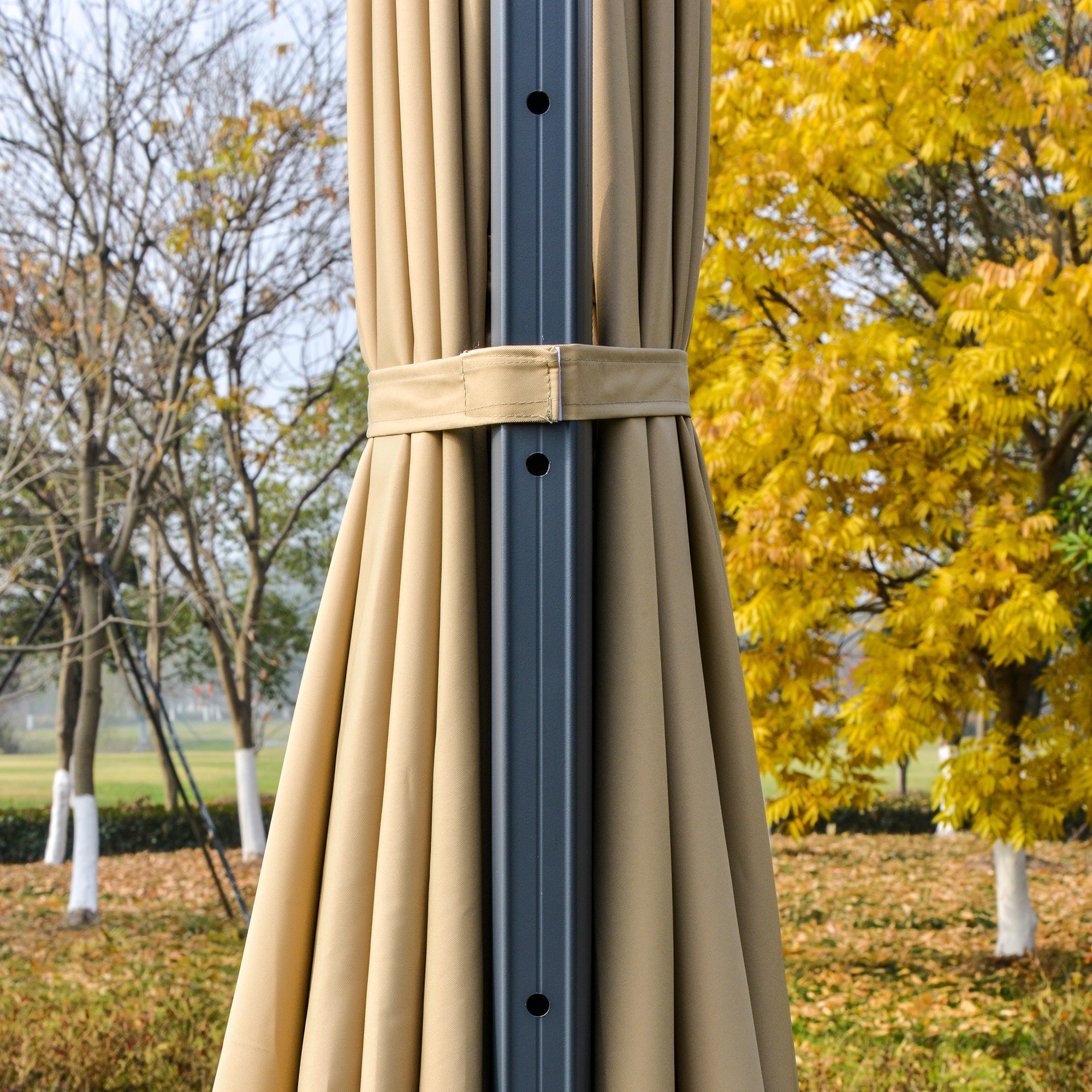 3m Cantilever Parasol, Solar Lights Power Bank Base 360° Spin, Beige