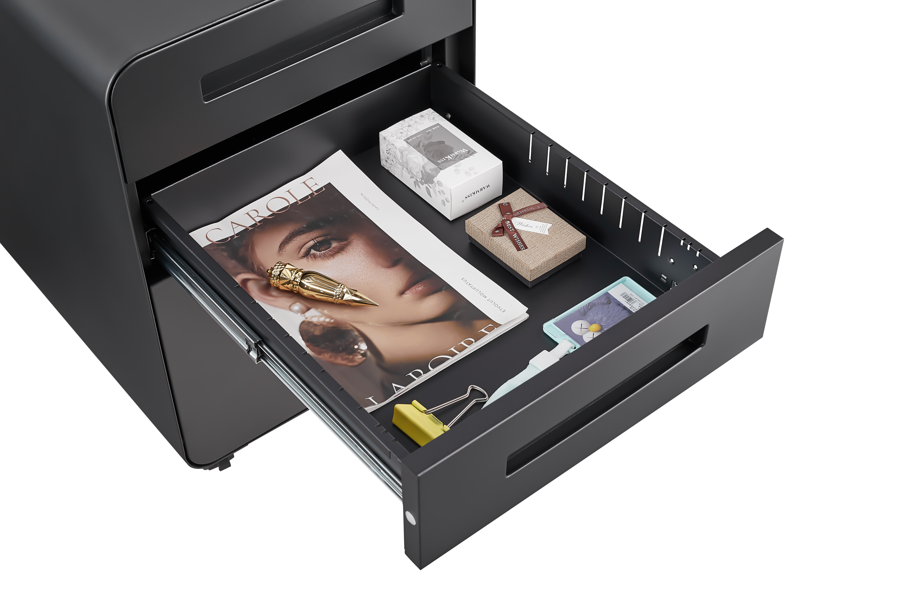 Mobile File Cabinet 3 Drawer Legal/Letter/A4 Under Desk Steel Black