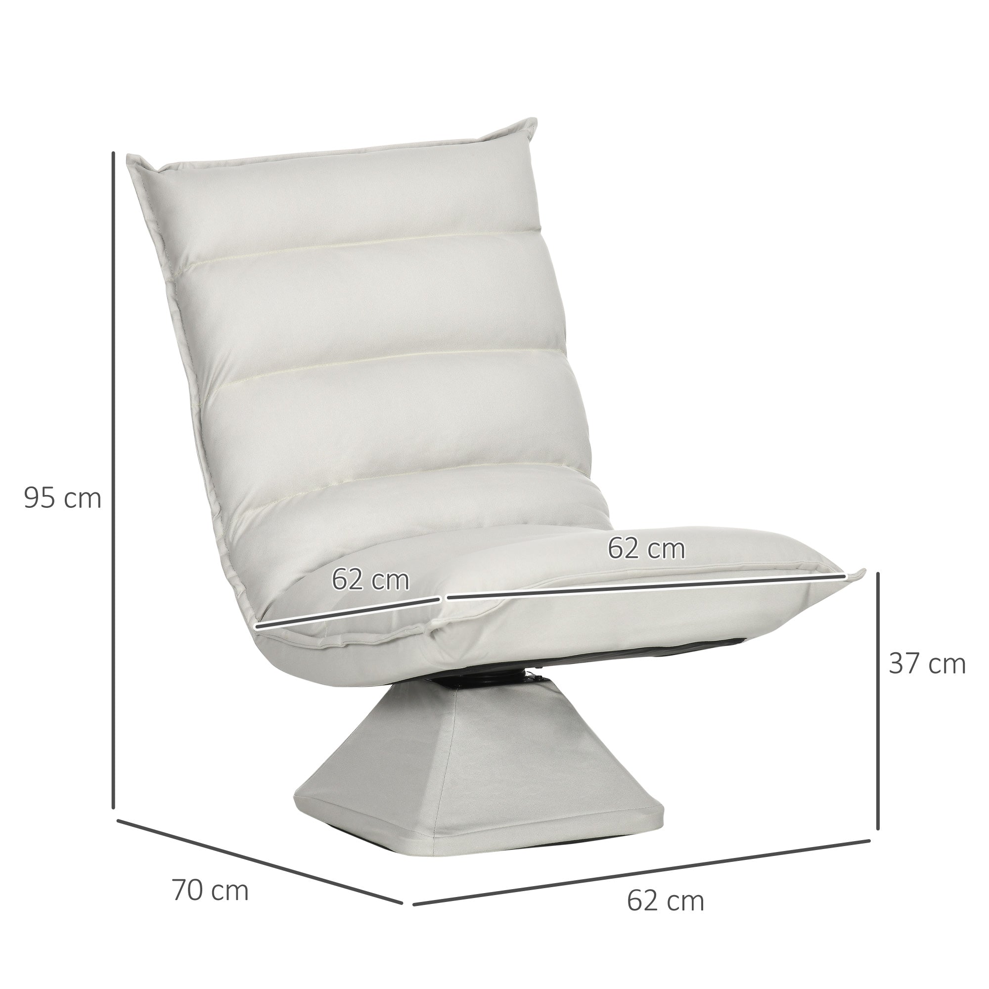 Floor Sofa/Chair Adjustable Backrest Swivel Recliner Light Grey