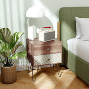 Nightstand 2-Drawer Bedside Table Rustic Brown