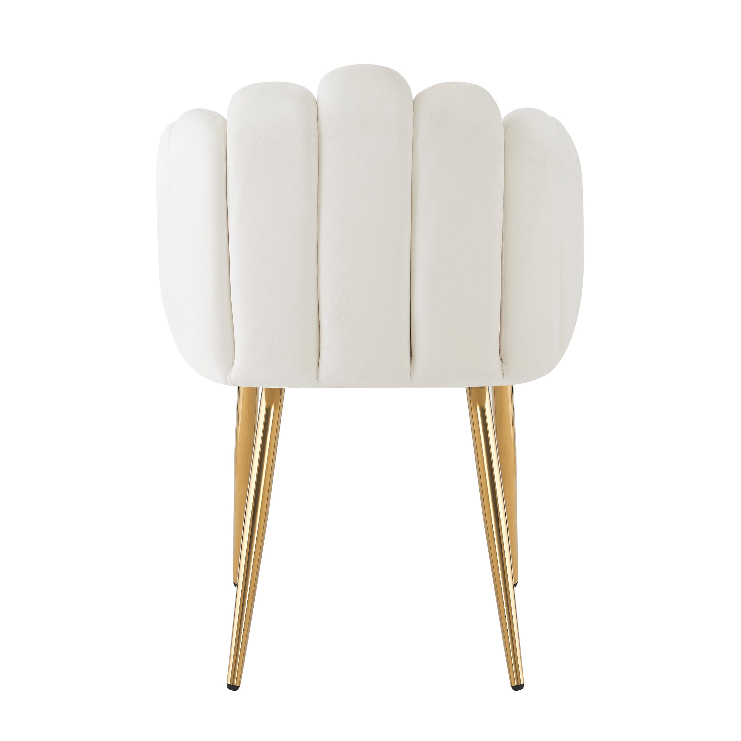 Dining Chair Set of 6 Fan-Shaped Gold Legs Adjustable - Velour