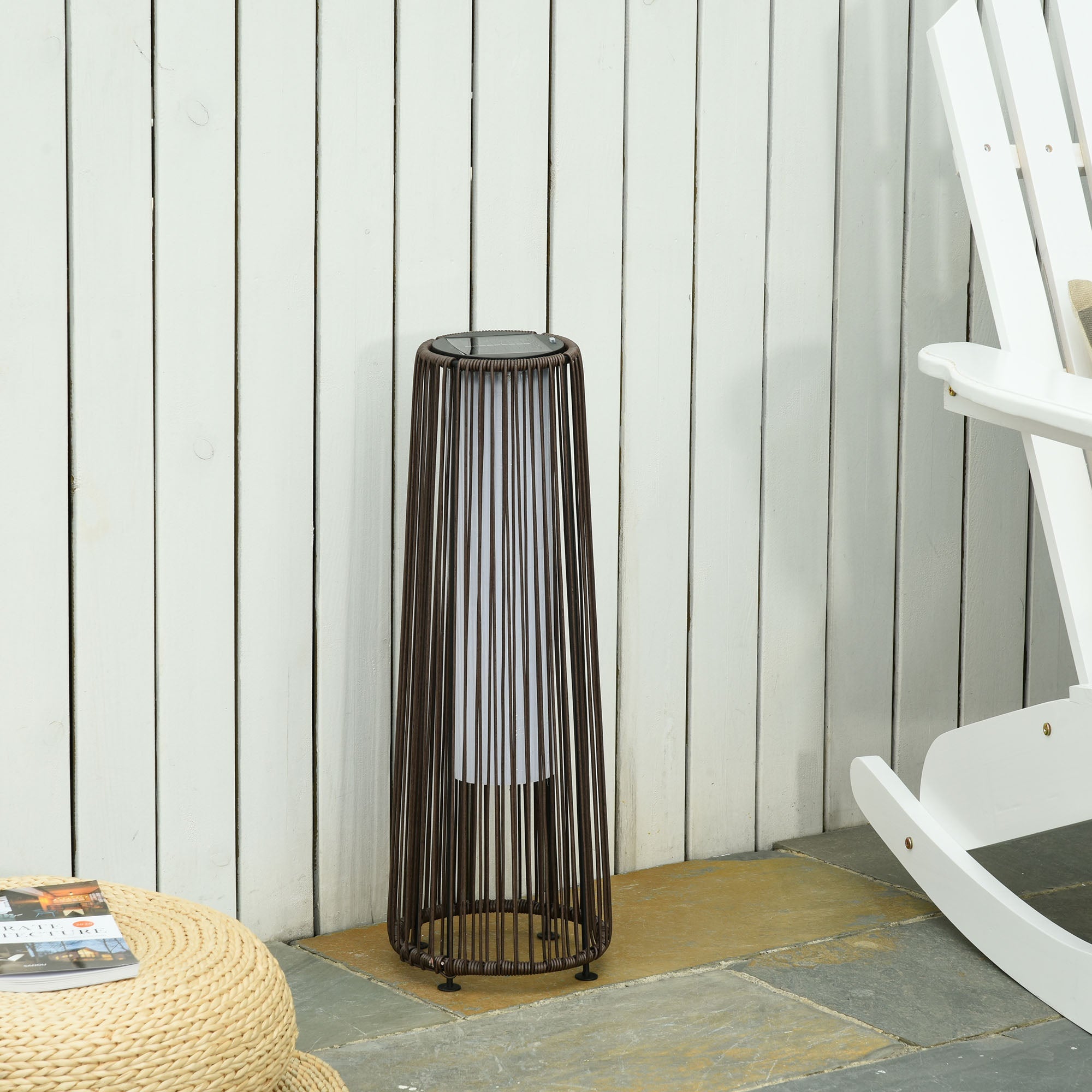 Solar Lamp Garden Lamp Rattan Automatic LED Brown