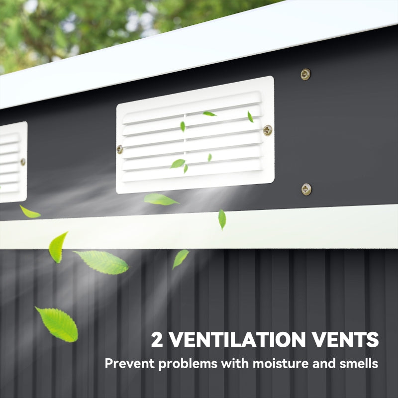 7 x 4ft Garden Shed with Foundation Kit, Galvanised Steel Dark Grey