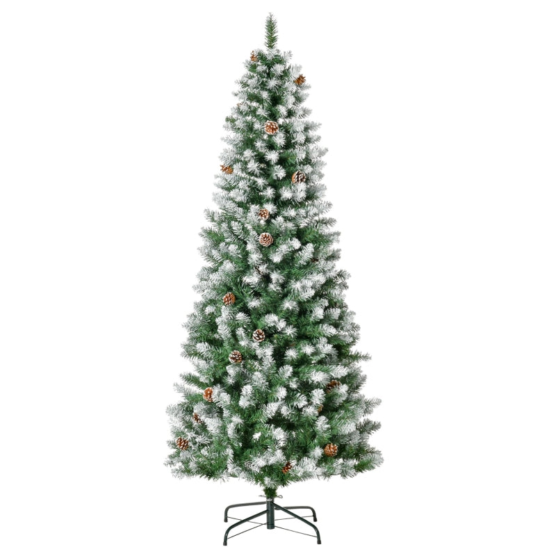 Artificial Christmas Tree, 630 Branches, 37 Cones, Snowy Tips, 180 cm