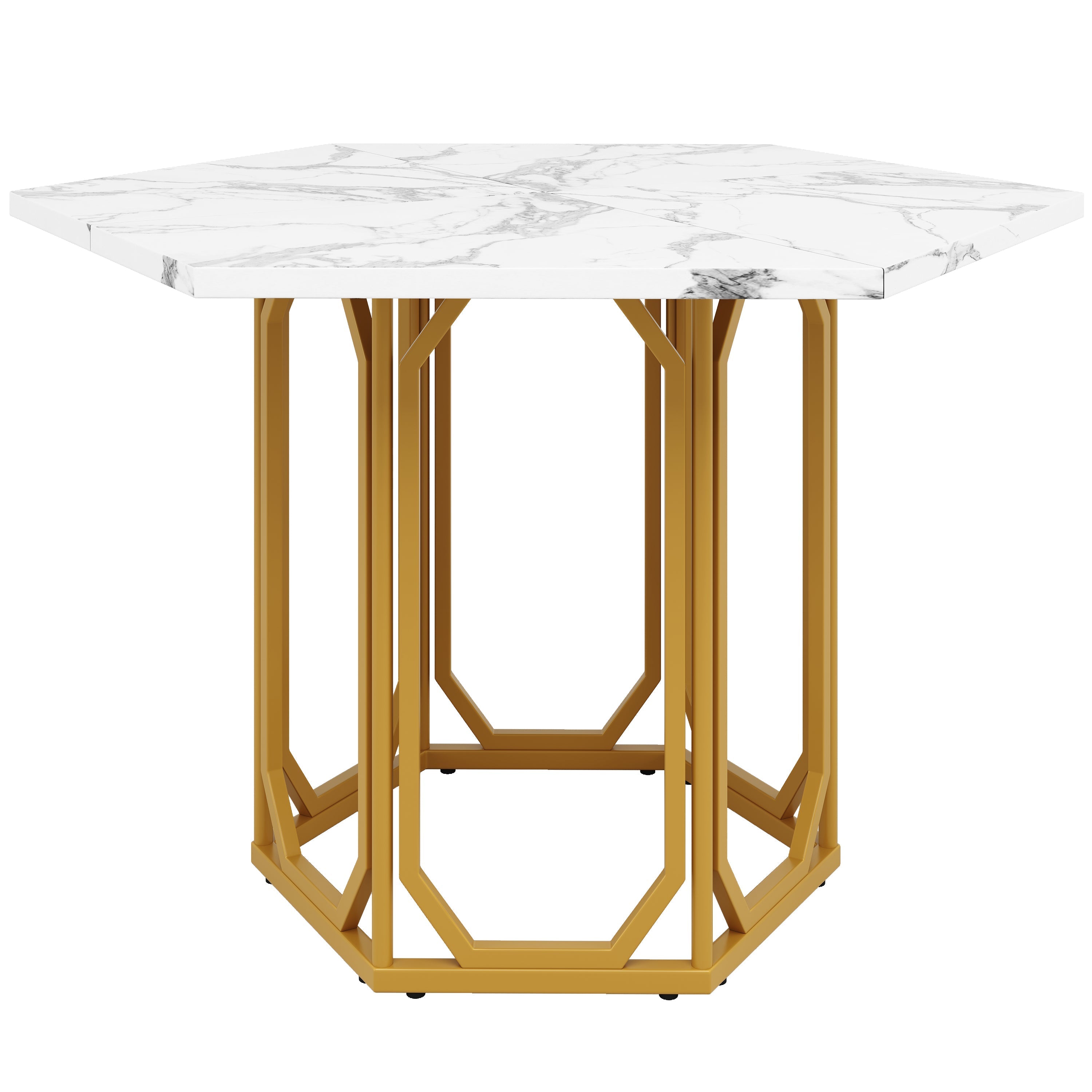 Dining Set 5-Piece Hexagonal Marble Top - Grey