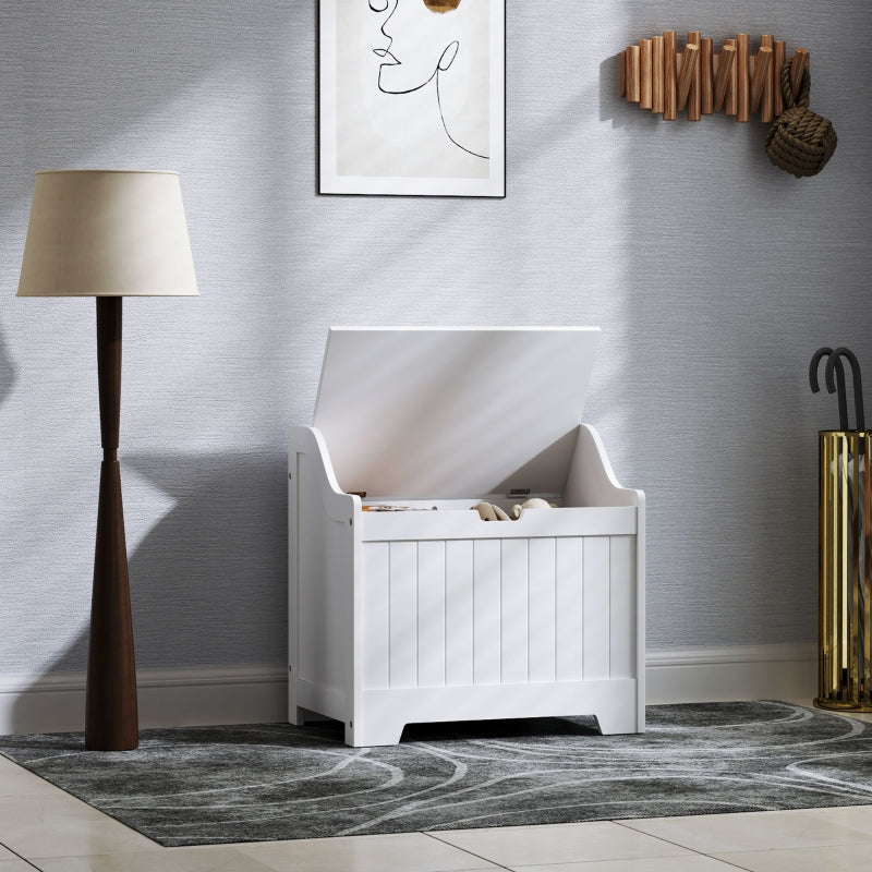 Storage Chest/Box with Lid, Safety Hinge U-Cutout, 60x38x56cm, White