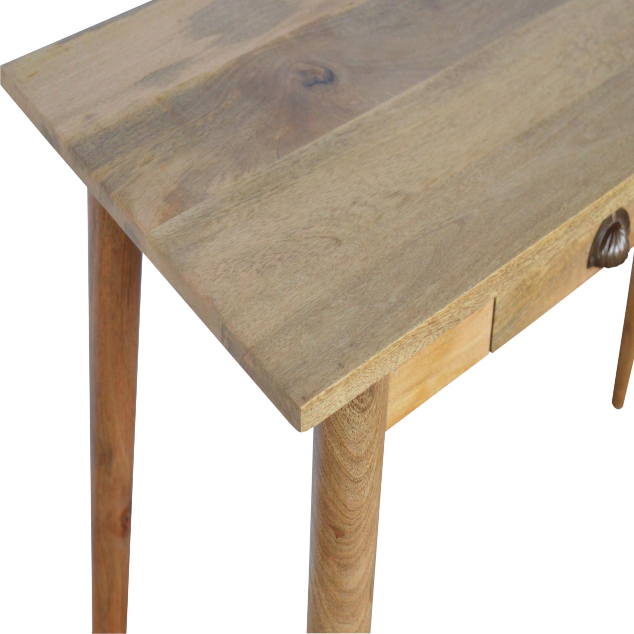 Solid Wood Writing Desk with 2 Drawers, Nordic Brown