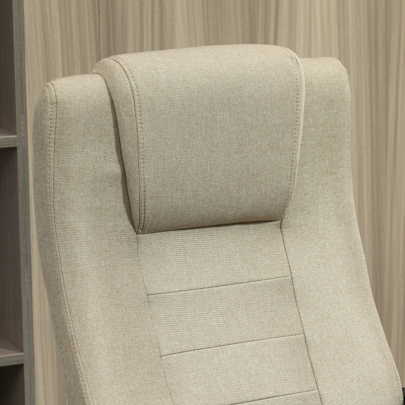 Vinsetto Office Chair, Height-Adjustable Rocking with 5 Castors, Beige Linen