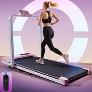 Folding Treadmill with Handrail & Adjustable Incline, Pink