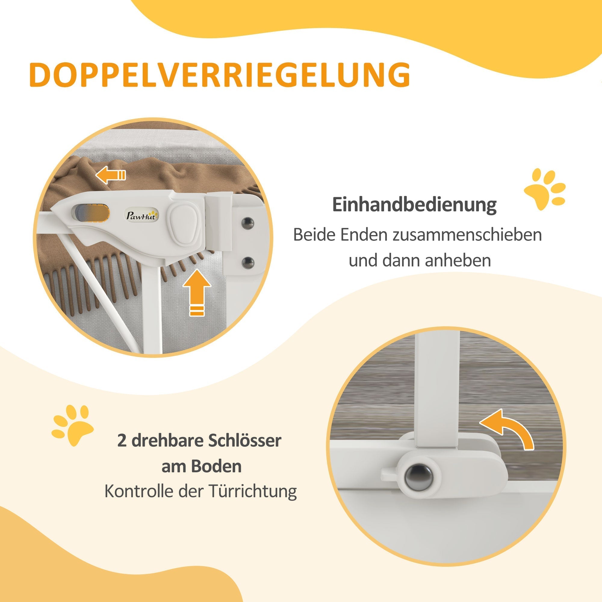 Treppenschutzgitter, automatische bohrfreie Türabsperrung, Weiß