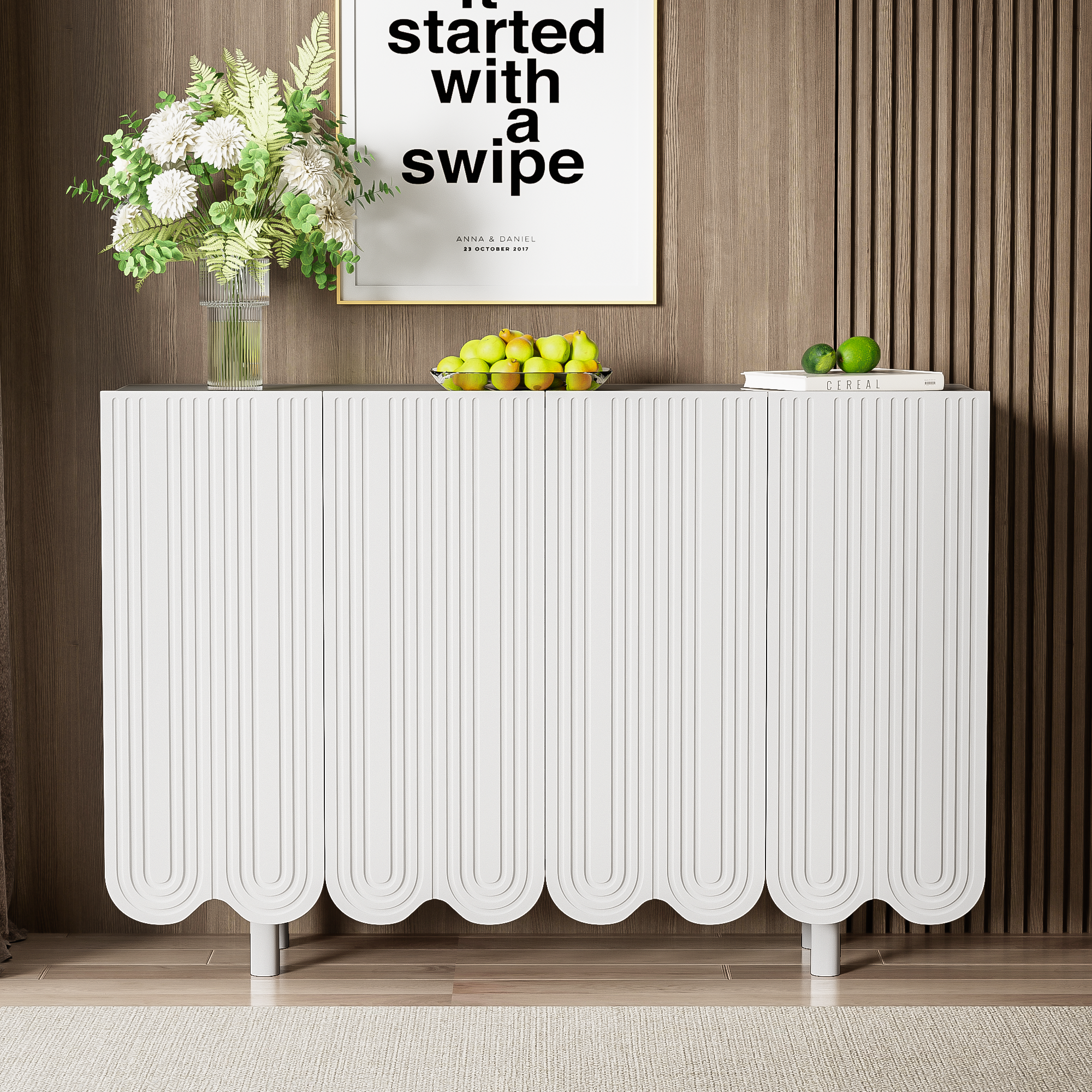 Sideboard with Teardrop Molded Doors and Buffer Hinges