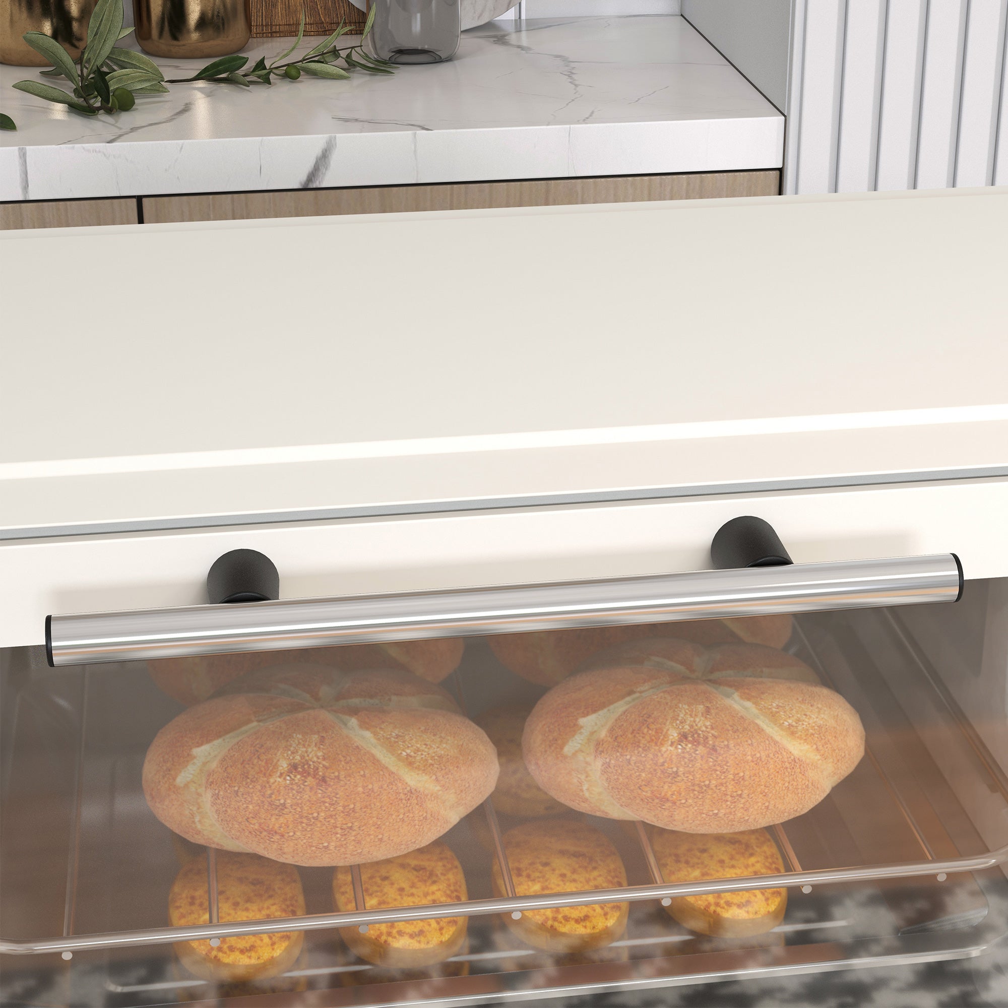 Mini Oven 9L 750W with Baking Tray, Grill, Timer - Stainless Steel/Cream White