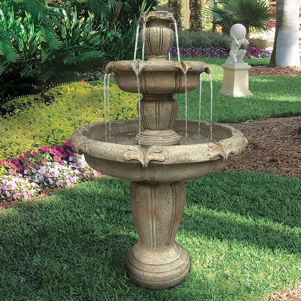 Fountain, Modern Outdoor 122cm High Electric Pump, Concrete
