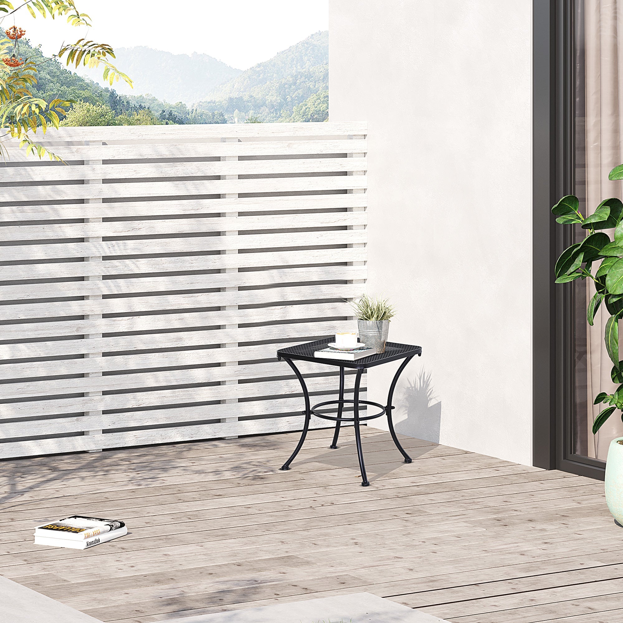 Side Table, Garden/Balcony Coffee Table 45x45x50cm, Metal Black