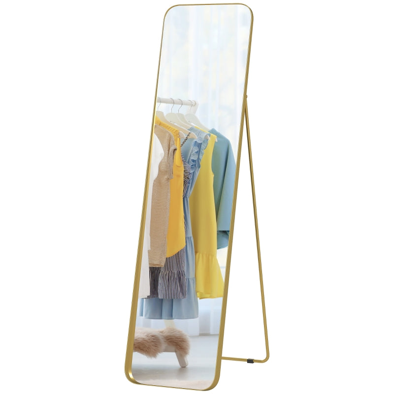 Ganzkörperspiegel, 160 x 40 cm, Stehend, Metallrahmen, Gold