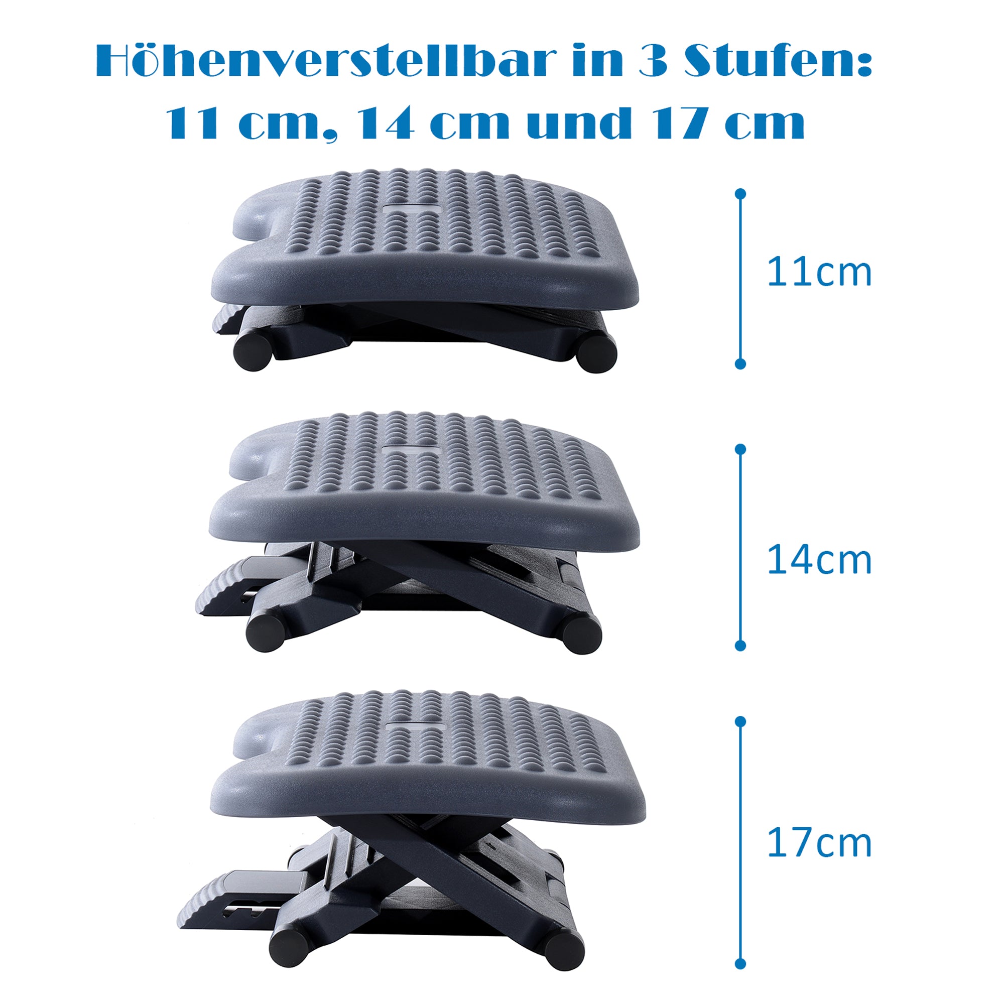 Relax Footrest for Office, Height-Adjustable, Plastic Dark Grey, 46x35cm