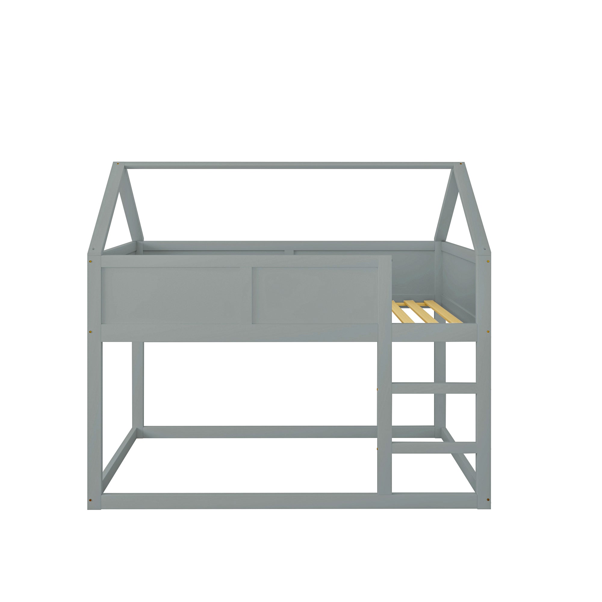 Bunk Bed, Low Single with Stairs, Solid Wood, Grey