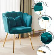 Chairs, Set of 6 Modern Velvet Upholstered with Petal Back, Gold Legs
