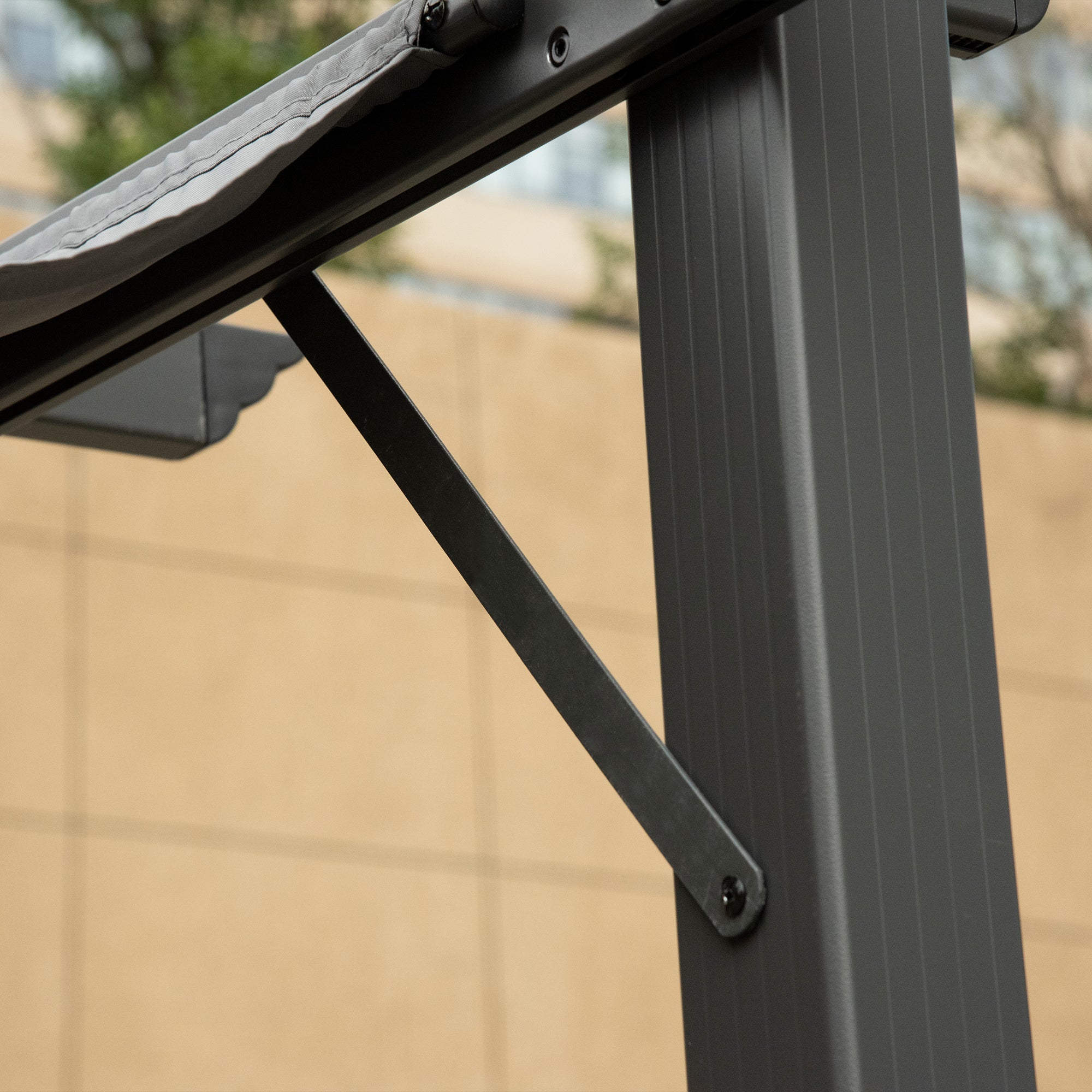 Pergola Pavilion Patio Cover with Sliding Roof, Garden, Aluminum, Charcoal Gray and Dark Gray, 3x3x2.23m