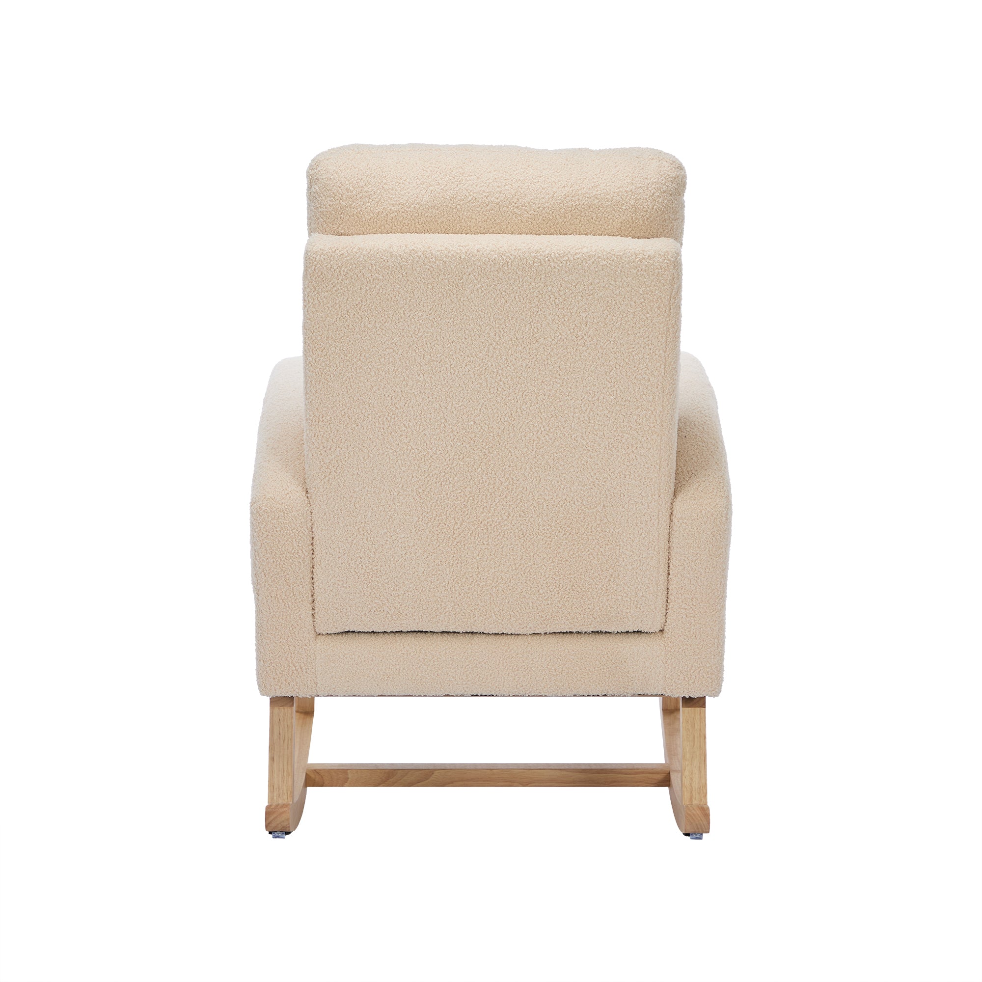 Teddy Velvet Rocking Chair, Solid Wood Frame & High Foam Padding, Beige