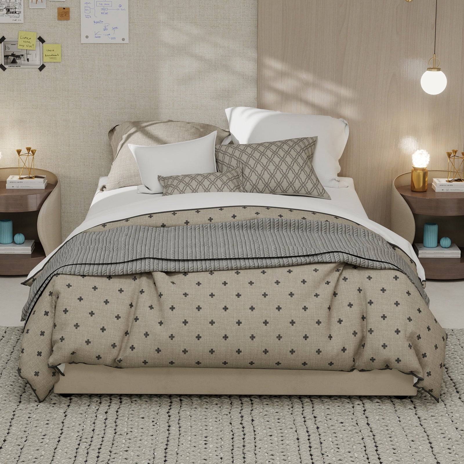 Modern Minimalist Bed Frame 140x200cm Hydraulic Storage - Beige Dutch Velvet