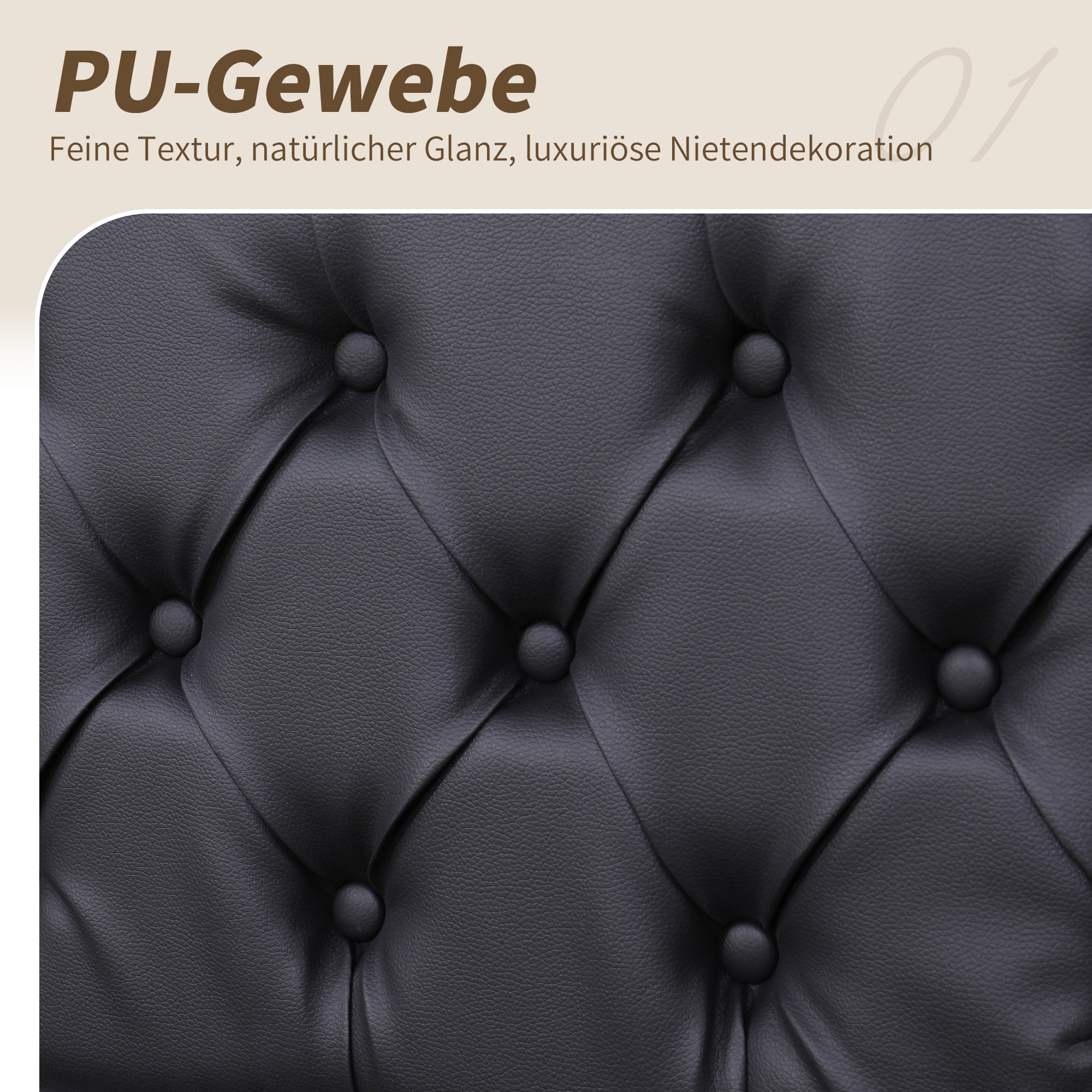 Upholstered Bed 180x200cm, Double Storage Bed with Drawers and LED Light Strip, Black PU