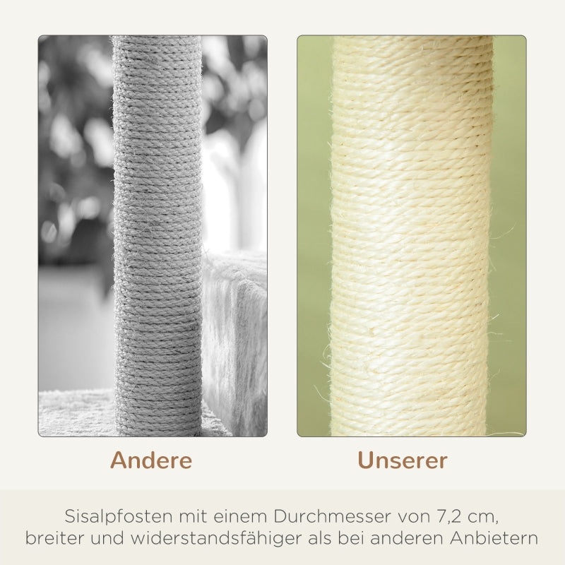 Kratzbaum 100 cm, Sisalstämme, Große Plattform, Mehrere Ebenen, Beige