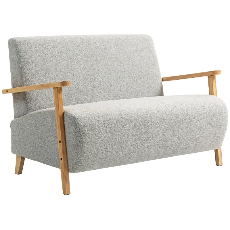 Small Sofa Settee 2 Seater Sherpa Fabric - Light Grey