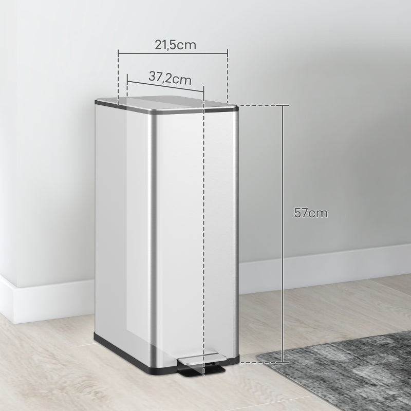 Mülleimer 20L Tretmülleimer mit Deckel, Edelstahl