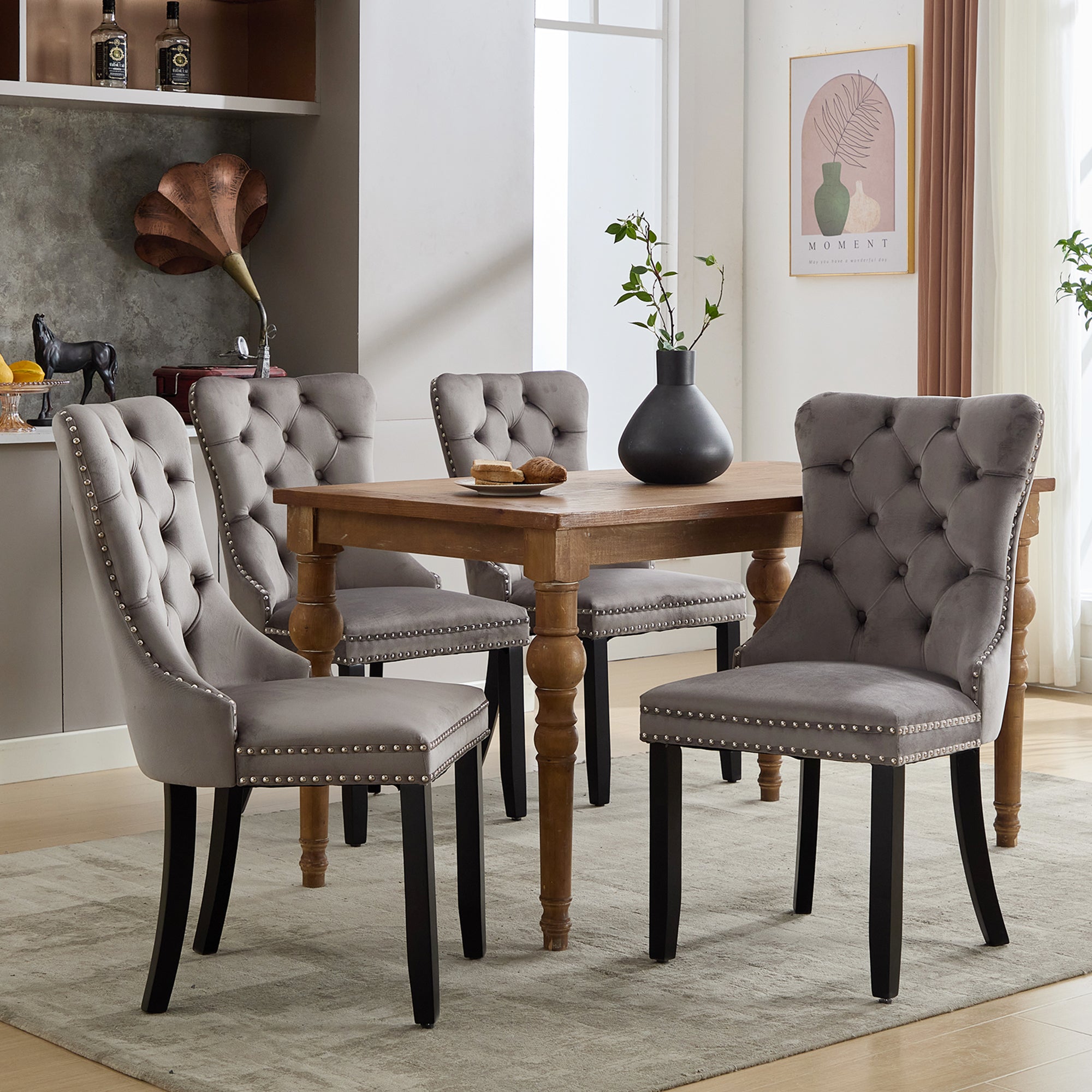 Small Gray Velvet Dining Chairs Tabaray Modern Dining Chairs Set