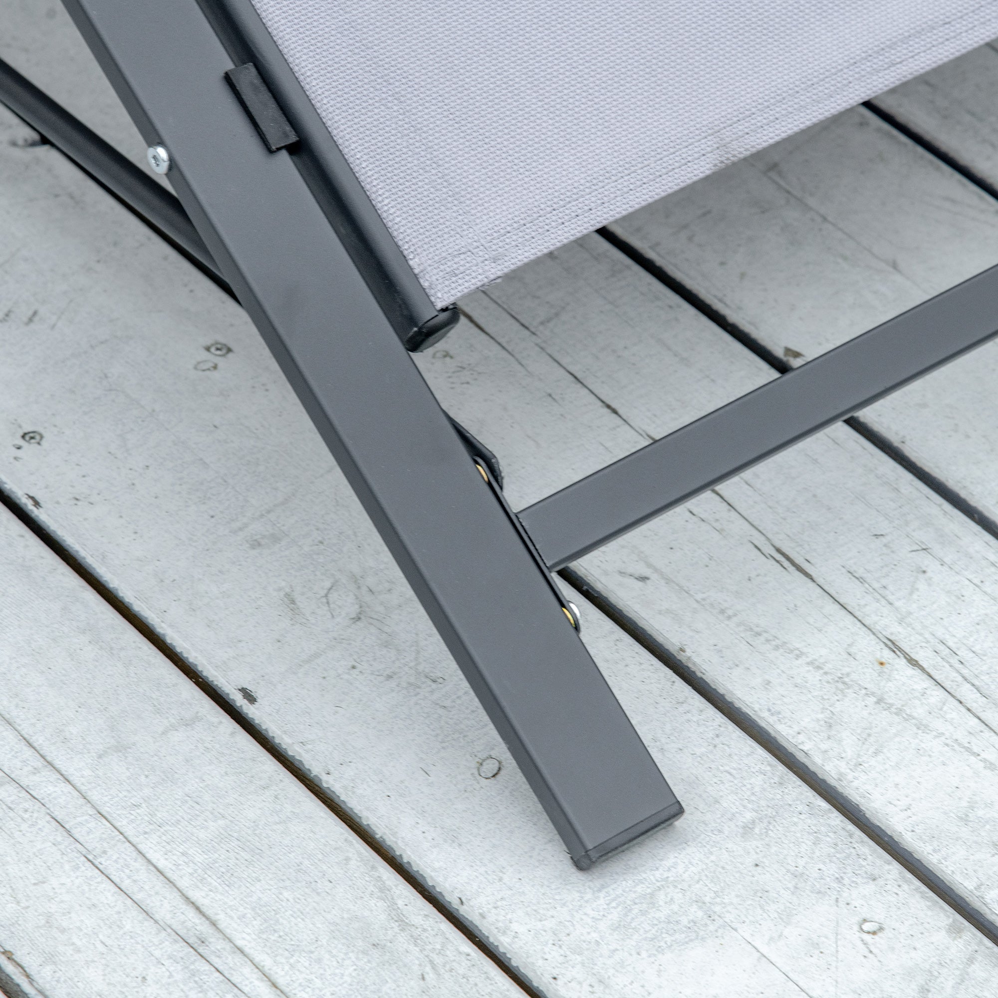 3 Pieces Lounge Chair Set Metal Frame Outdoor Recliner with Table, Light Grey