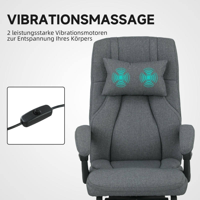 Vinsetto Massage Office Chair with USB Interface, Swivel Wheels, Dark Grey
