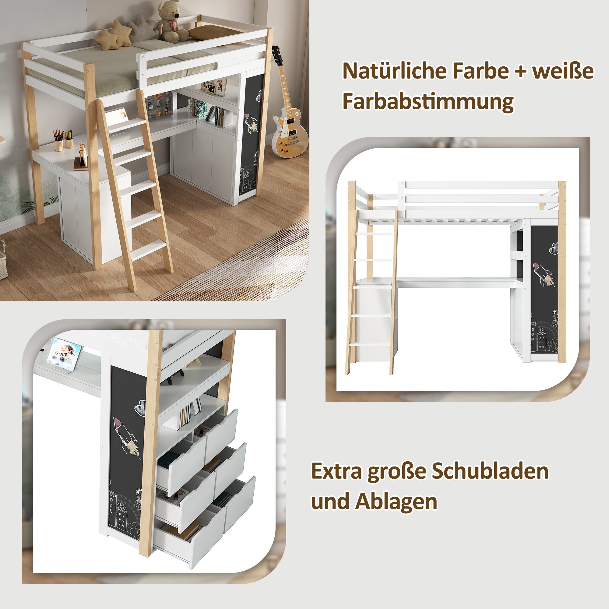 Panel Bed Hydraulic Storage USB-C Charging LED Multifunctional White