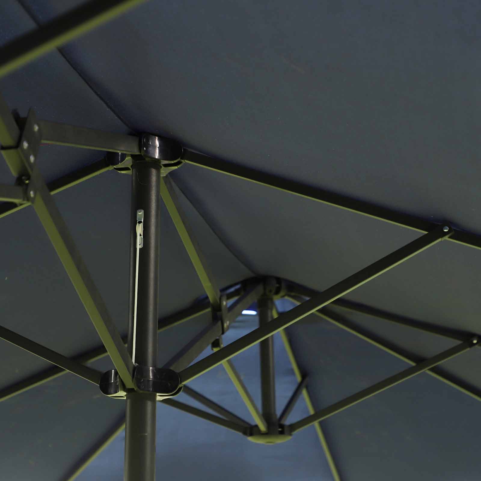 Parasol Double Patio Umbrella, Hand Crank, Blue