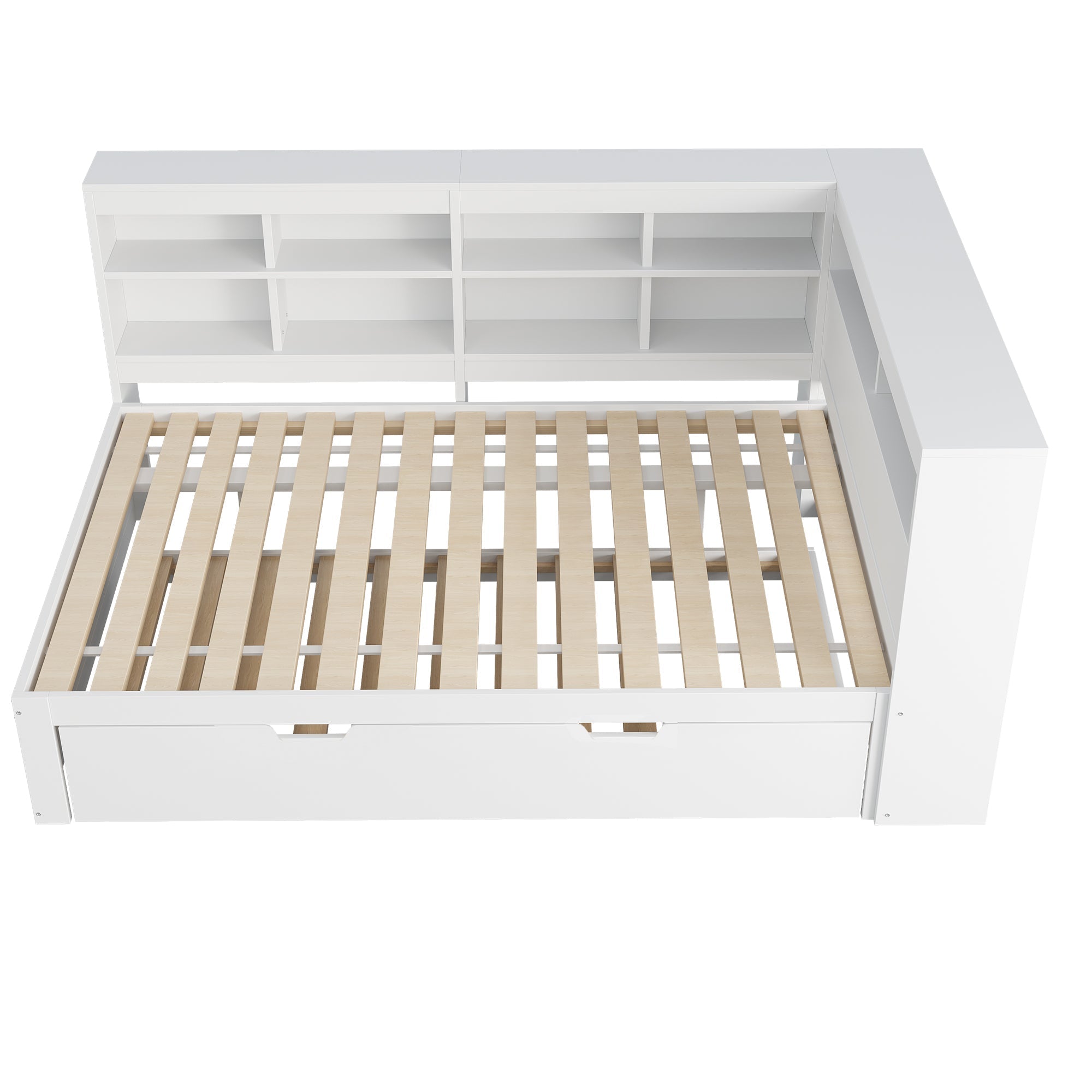 Sofa Bed with USB & Storage, Solid Wood, White