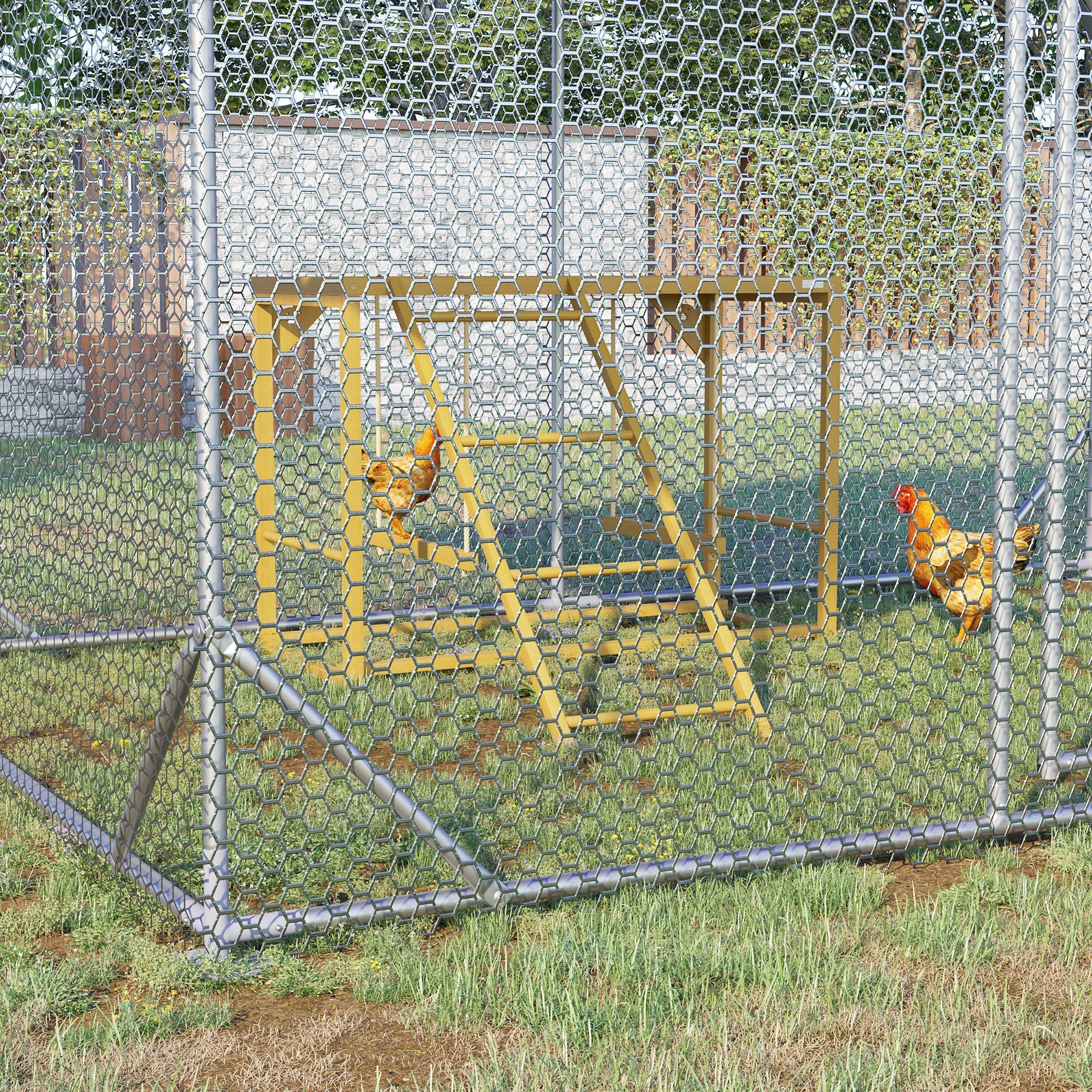 Chicken Play Frame, Playground with Swings and Ladder for 3-4 Chickens, Natural Wood
