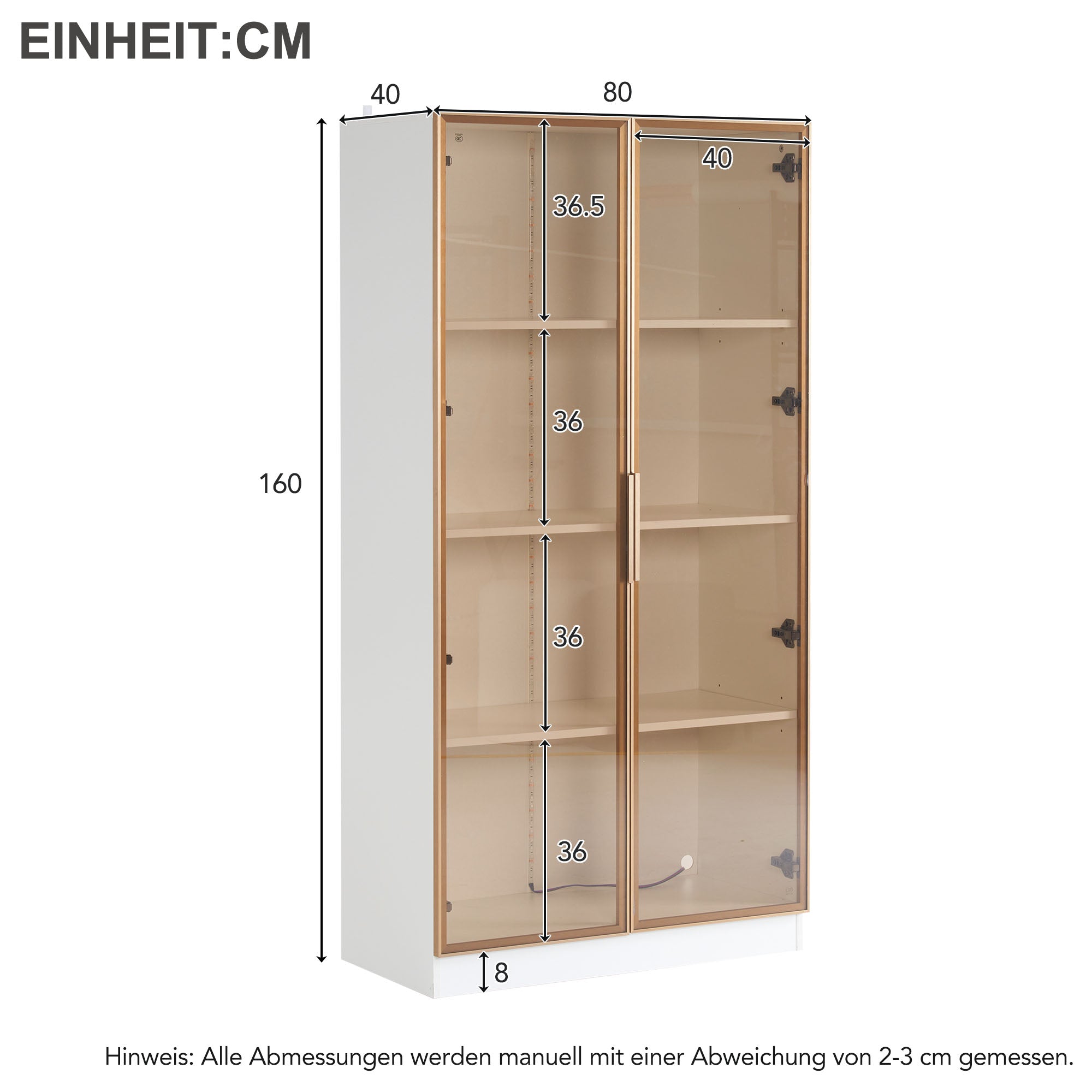 Modern Living Room Set: Two Glass Display Cabinets with LED Lighting, Adjustable Shelves, White Platinum Finish