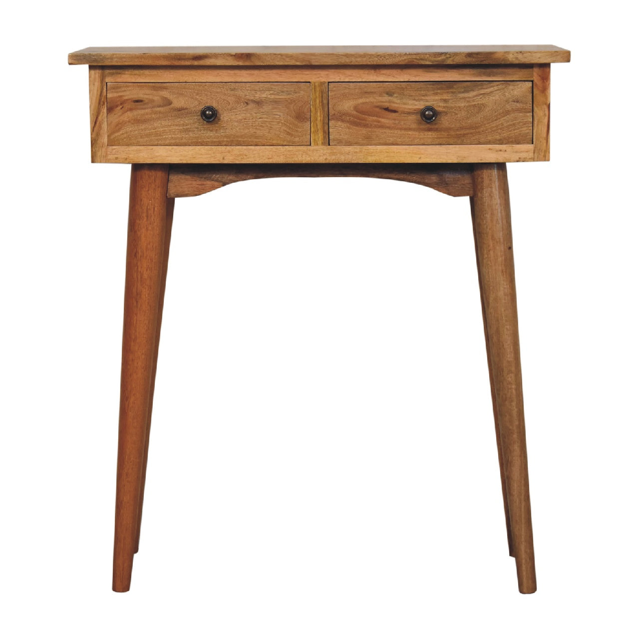 Solid Wood Console Table, Mini Hallway 2 Drawers, Brown