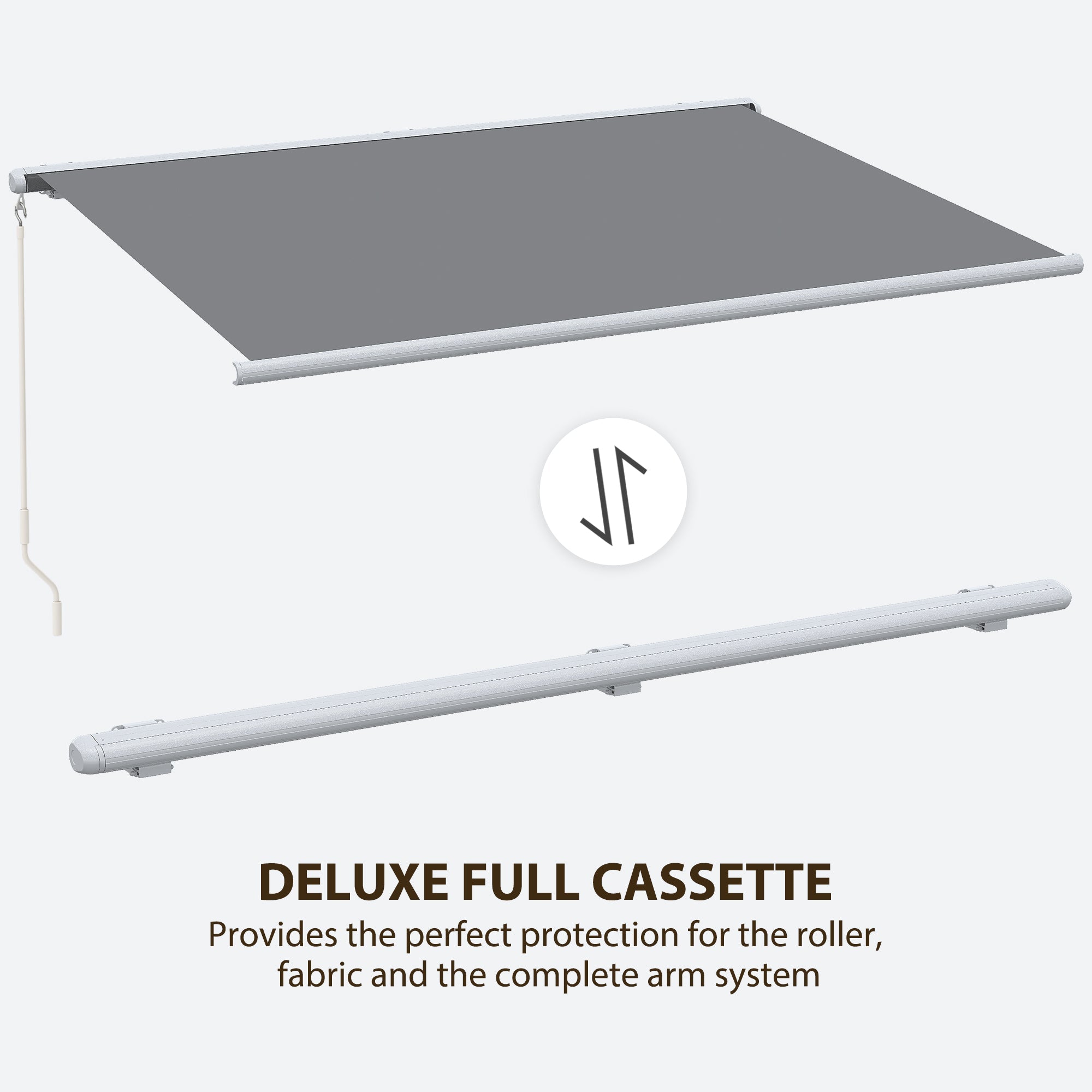 4x3m Retractable Awning, Full Cassette Electric/Manual with Remote Controller, Grey