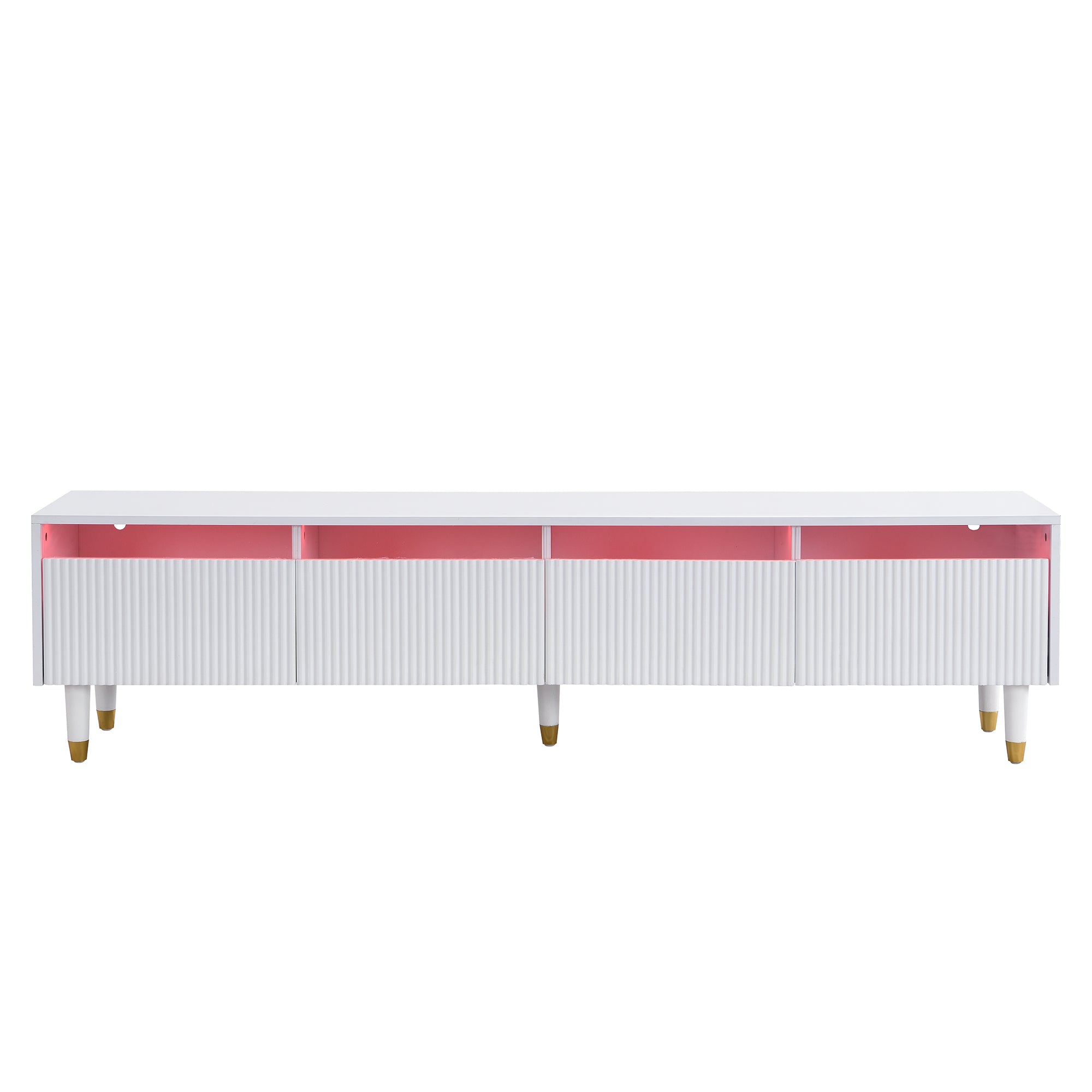 TV Cabinet 178cm, Minimalist Design, 4 Drawers, White MDF & Acrylic