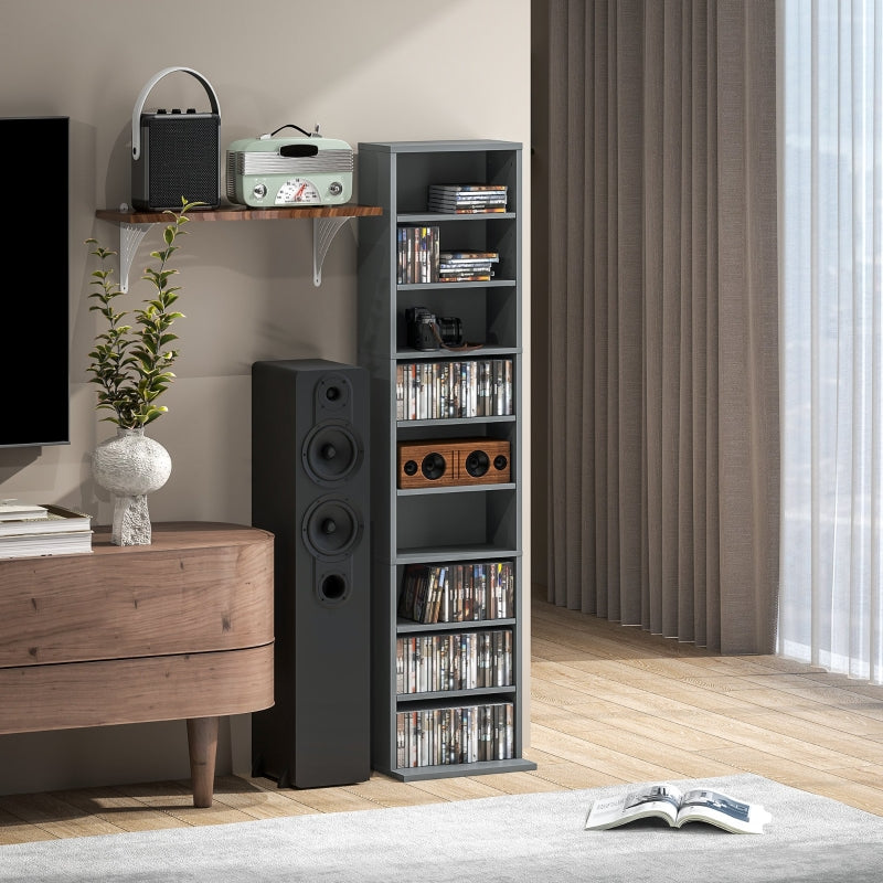 260 Narrow CD/DVD Storage Unit Tall Design Grey