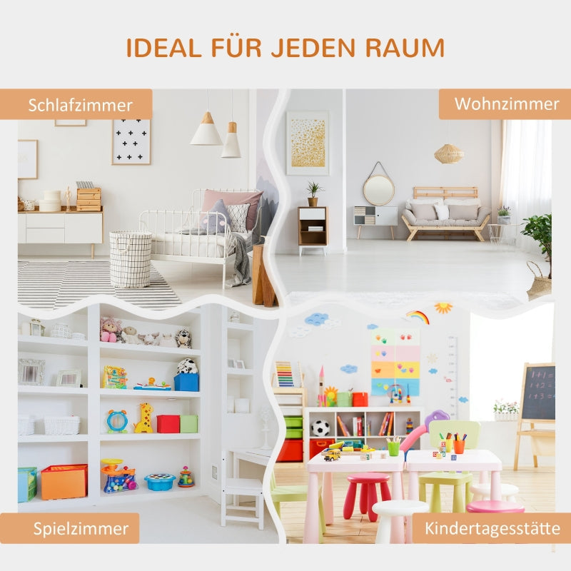 Bücherregal für Kinder, mit 6 Fächern, Spielzeugkiste, Weiß+Grau