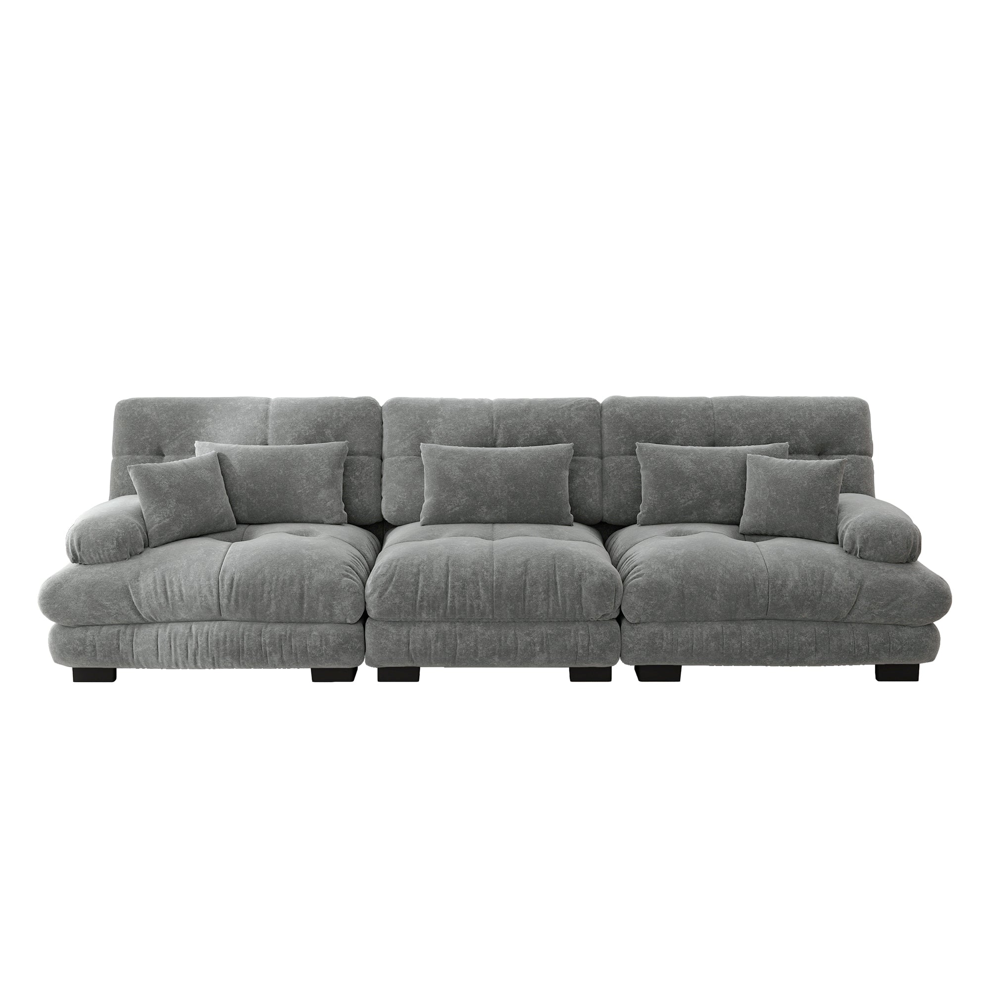 3-Seater Modular Corner Sofa, Deep Seat Sofa Bed, Chenille Grey